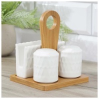   "Naturel" Набор д/специй 3пр. на подставке "Грани"/соль+перец+салфетн./ ENS.2630288