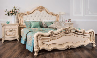 Кровать 1800*2000 с мягким изголовьем из комплекта спальни Мона Лиза Люкс  крем