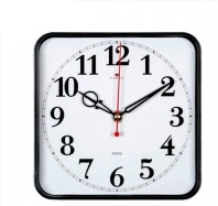   1918-108 (в кор.10шт.) - Часы настенные квадратные, корпус черный "Классика" "Рубин", размер: 19*1