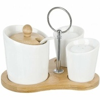   "Naturel" Набор д/специй 3пр. на подставке /соль+перец/+сахарница с ложк.150мл. ENS.2630043