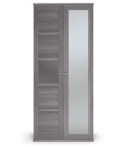ПАРМА НЕО шкаф- 2-х дверный с 1 зеркалом Лиственница темная, экокожа дила
