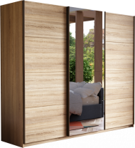Прайм 3-х дверный Шкаф-купе ЛДСП/Зеркало/ЛДСП 1800*2300*570